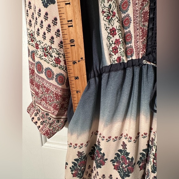 ANTHROPOLOGIE Floreat 2P PETITE Peasant Dress Crochet Block 3/4 Sleeve BOHO CHIC - Picture 12 of 16